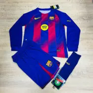 Детская футбольная форма Барселона длинный рукав 2025 - 2026 с гетрами