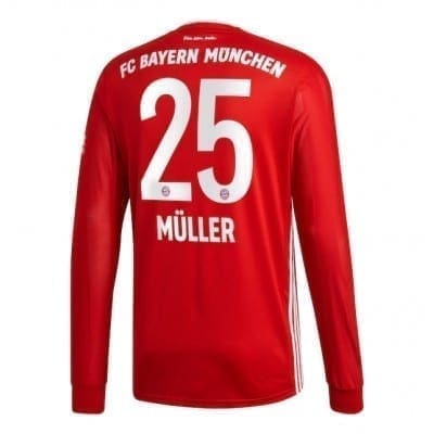 Домашняя футболка Мюллер Бавария Мюнхен длинный рукав 2020-2021