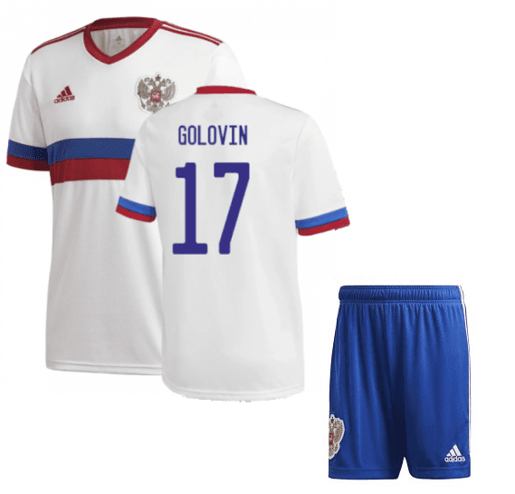 Белая футбольная форма Россия Головин Евро 2020