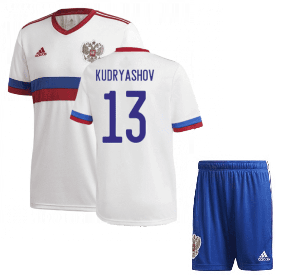 Белая футбольная форма Россия Кудряшов Евро 2020