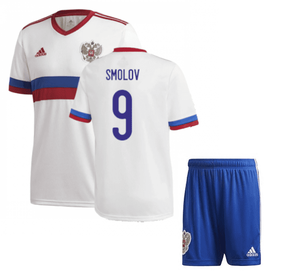 Белая футбольная форма Россия Смолов Евро 2020