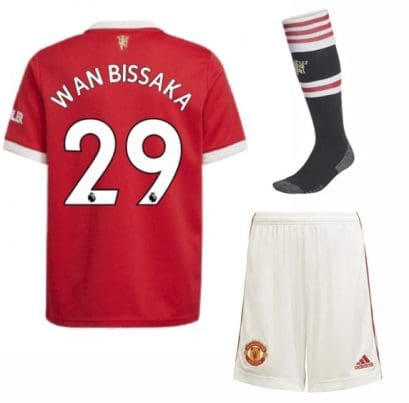 Футбольная форма Уан-Биссака 29 Манчестер Юнайтед 2022 с гетрами