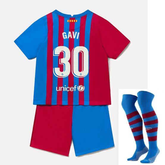Детская футбольная форма Барселона 2021-2022 Гави 30 с гетрами