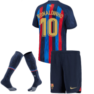Детская форма Барселона 2023 года Рональдиньо 10 с гетрами
