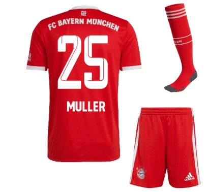 Детская форма Мюллер Бавария Мюнхен 2023 год с гетрами
