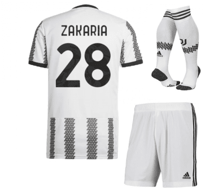 Детская футбольная форма Закариа Ювентус 2023 года с гетрами