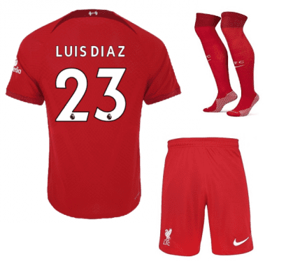 Футбольная форма Луис Диаз Ливерпуль 2023 года с гетрами