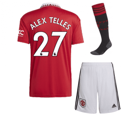 Детская форма Алекс Теллес 27 Манчестер Юнайтед 2023 года с гетрами