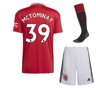 Детская форма Мактоминей 39 Манчестер Юнайтед 2023 года с гетрами