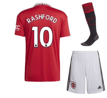 Детская форма Рашфорд 10 Манчестер Юнайтед 2023 года с гетрами