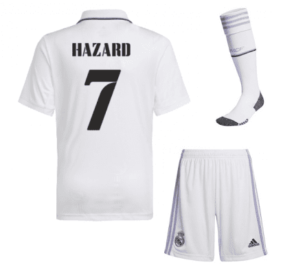 Детская форма Реал Мадрид 2023 года Азар 7 с гетрами