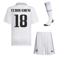 Детская форма Реал Мадрид 2023 года Тчуамени 18 с гетрами