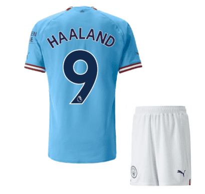 Детская футбольная форма Холанд 9 Манчестер Сити 2023 года
