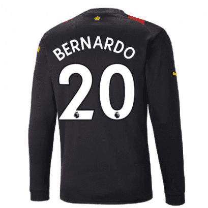 Гостевая футболка Бернарду Манчестер Сити 2023 длинный рукав