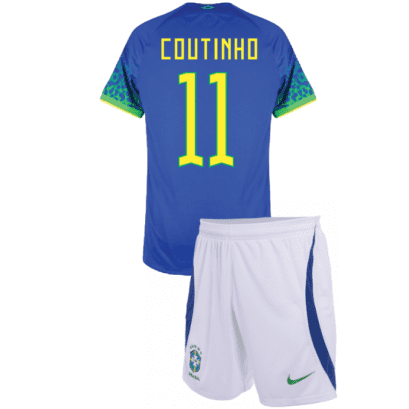 Гостевая детская футбольная форма Коутиньо Бразилия 2022