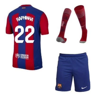 Детская футбольная форма Барселона Рафинья 2023 - 2024 с гетрами