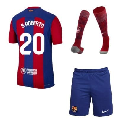 Детская футбольная форма Барселона Роберто 2023 - 2024 с гетрами