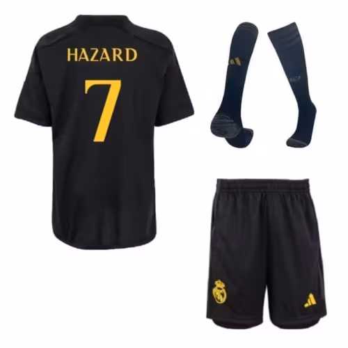 Чёрная футбольная форма Real Madrid Азар 2024 с гетрами