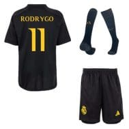 Чёрная футбольная форма Real Madrid Родриго 2024 с гетрами
