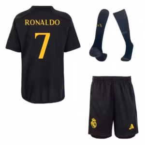 Чёрная футбольная форма Real Madrid Роналду 2024 с гетрами